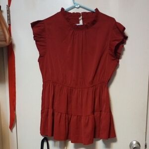 Women's Ruffled Red Top